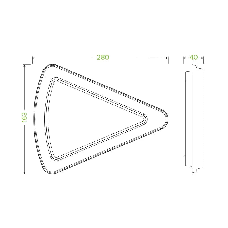 280mm x 163mm x 40mm Natural Pizza Slice Clamshell