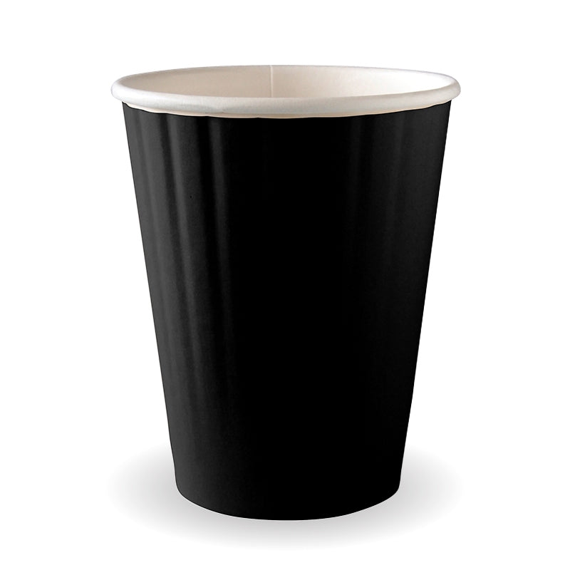 12oz / 390ml (90mm) Black Aqueous Double Wall BioCup