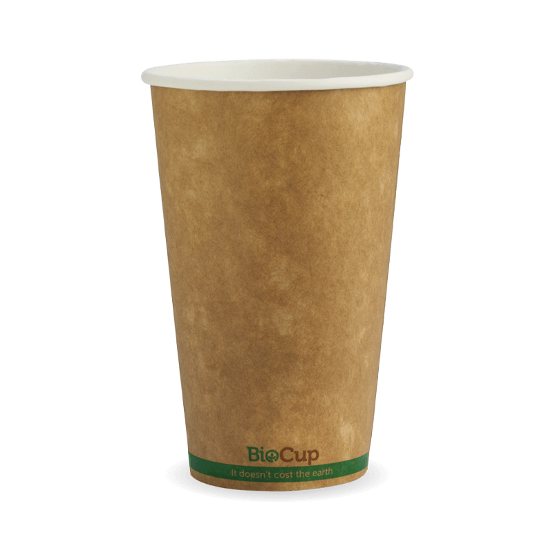 16oz / 510ml (90mm) Kraft Green Stripe Single Wall BioCup