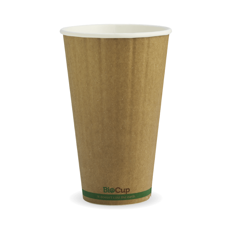 16oz / 460ml (90mm) Kraft Green Stripe Double Wall BioCup