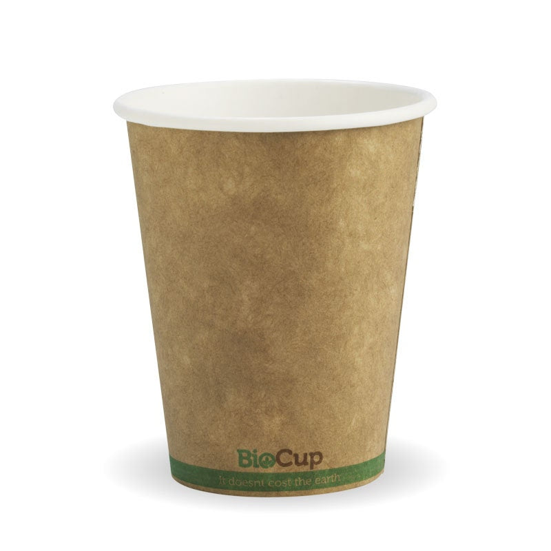 8oz - 280ml (80mm) Kraft Green Stripe Single WallBioCup