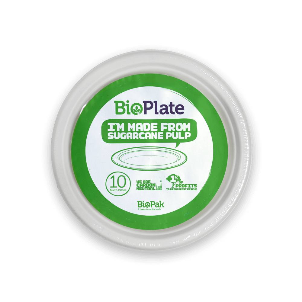 18cm White BioPlates - 10pk