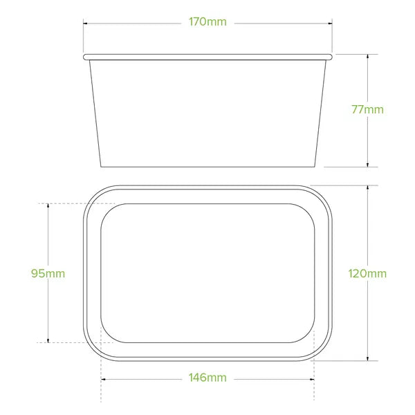 1,000ml Kraft BioBoard Square Takeaway Base