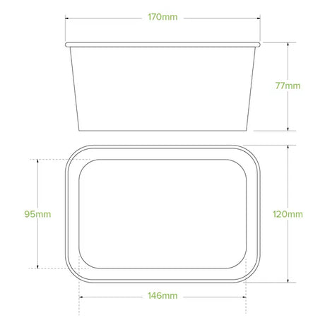 1,000ml Kraft BioBoard Square Takeaway Base