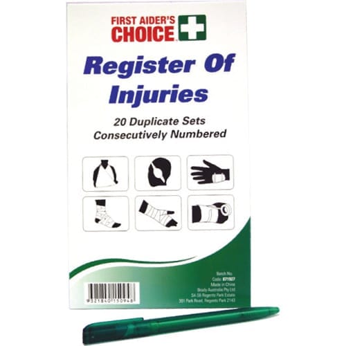 Register of Injuries Book