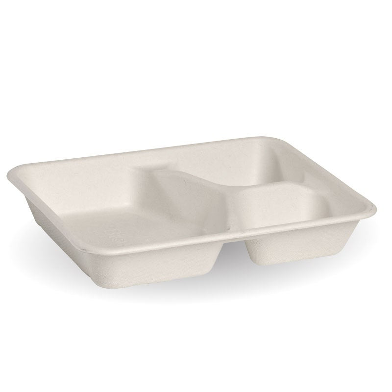 3 Compartment White BioCane Takeaway Base