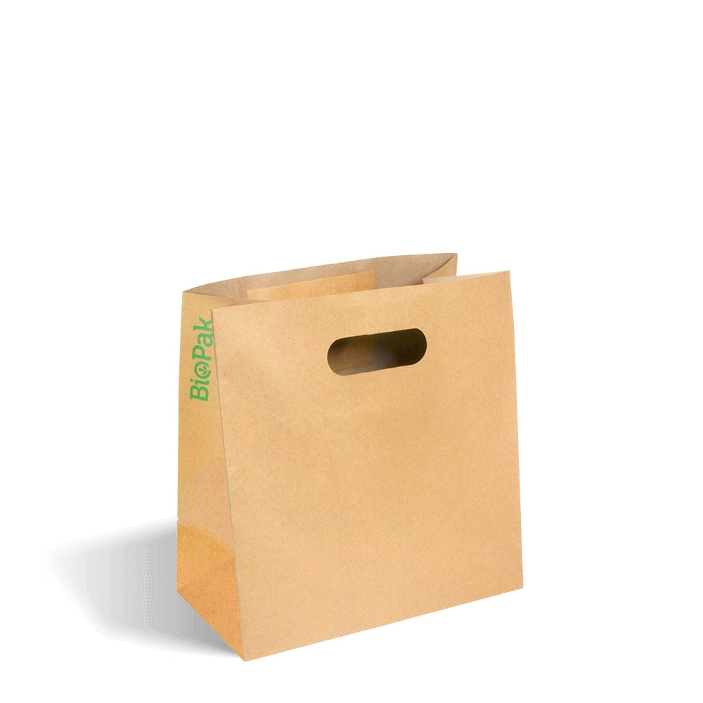 Small Die Cut Handle (270x280x145mm) Kraft Paper Bags