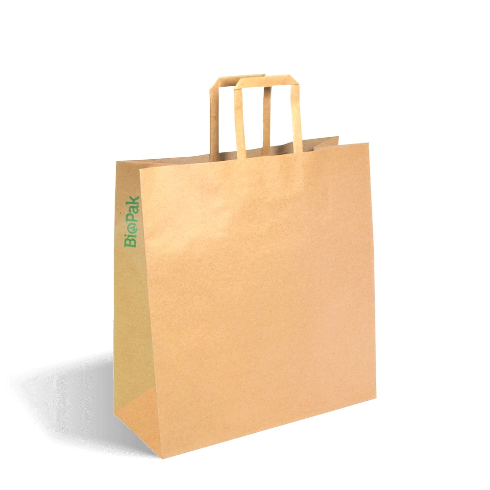 Medium Flat Handle (320x340x140mm) Kraft Paper Bags