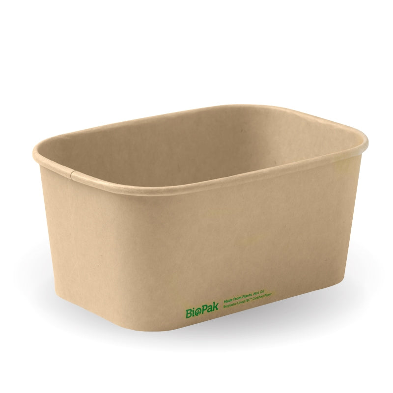 1,000ml Natural Rectangle PLA Lined Paper Container