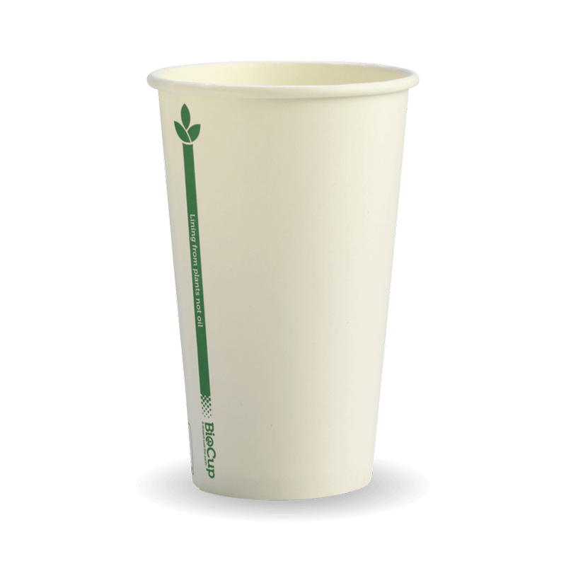 12oz / 350ml (80mm) White Green Line Single Wall BioCup