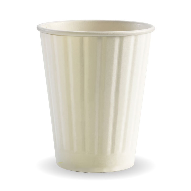 390ml  (90mm) White Double Wall BioCup