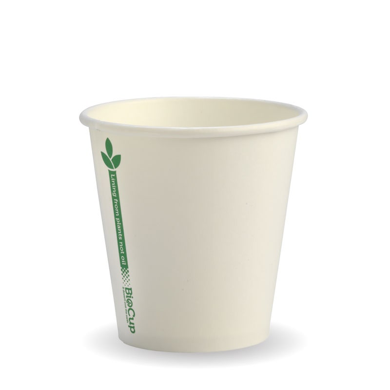 230ml (80mm) White Green Line Single Wall BioCup