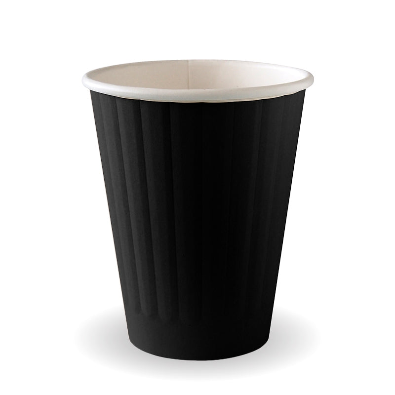 8oz / 255ml (80mm) Black Aqueous Double Wall BioCup