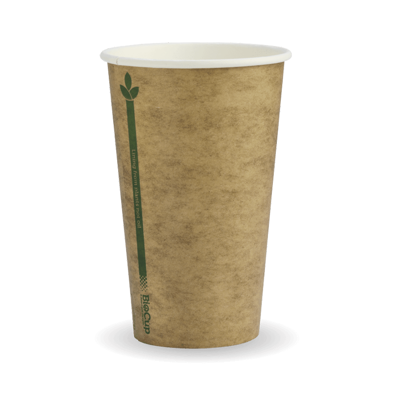 350ml (80mm) Kraft Green Line SingleWall BioCup