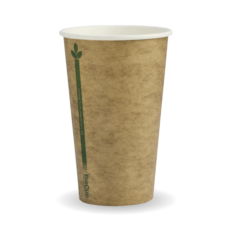 12oz / 350ml (80mm) Kraft Green Line SingleWall BioCup