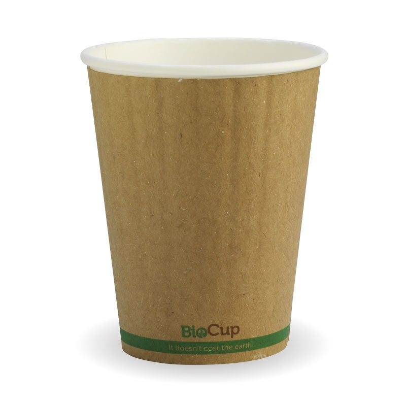 390ml (90mm) Kraft Green Stripe Double Wall BioCup