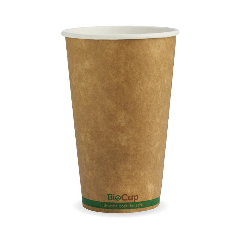 510ml (90mm) Kraft Green Stripe Single Wall BioCup