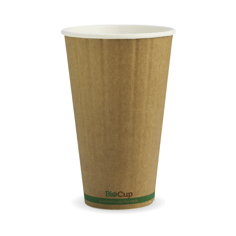 460ml (90mm) Kraft Green Stripe Double Wall BioCup