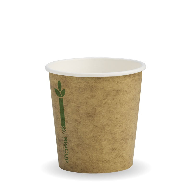 4oz White Green Line Single Wall BioCup