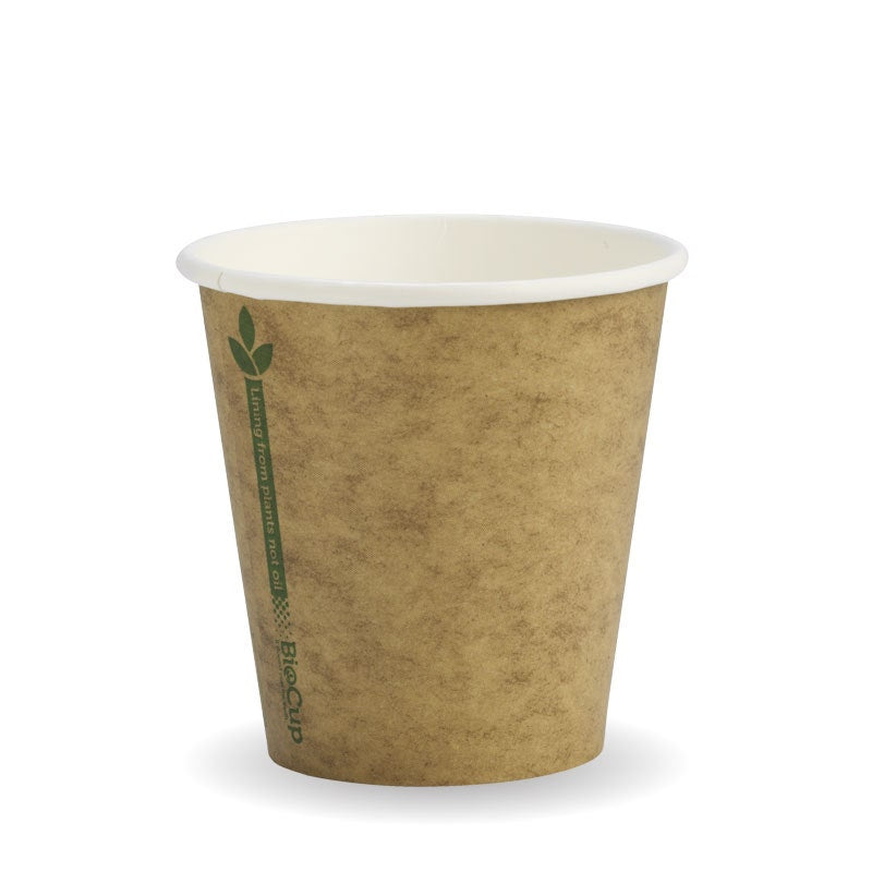 6oz (80mm) Kraft Green Line Single Wall BioCup