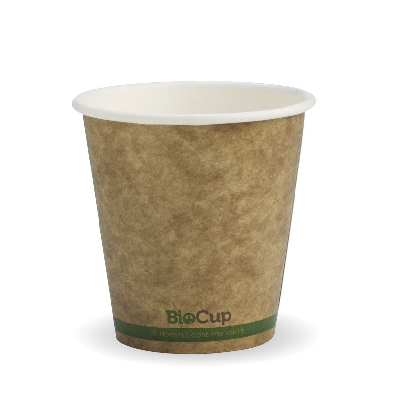 6oz (80mm) Kraft Green Stripe Single Wall BioCup