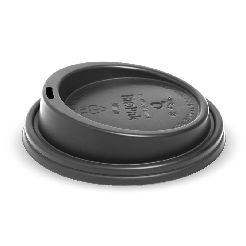 8(90mm) 12, 16 & 20oz BioCup PLA Large Lid Black