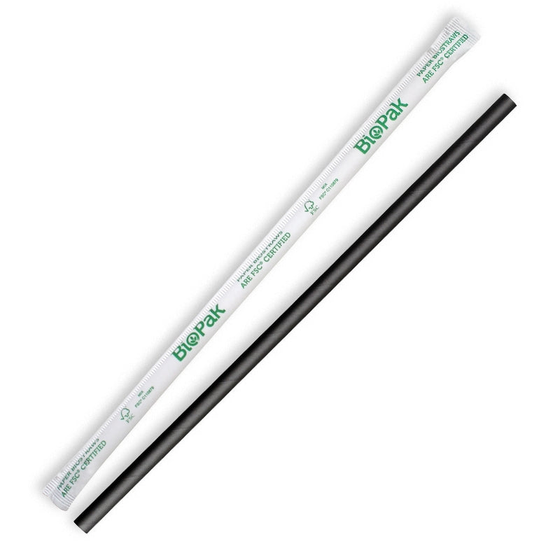 6mm Regular Black BioStraw - Individual Wrapped