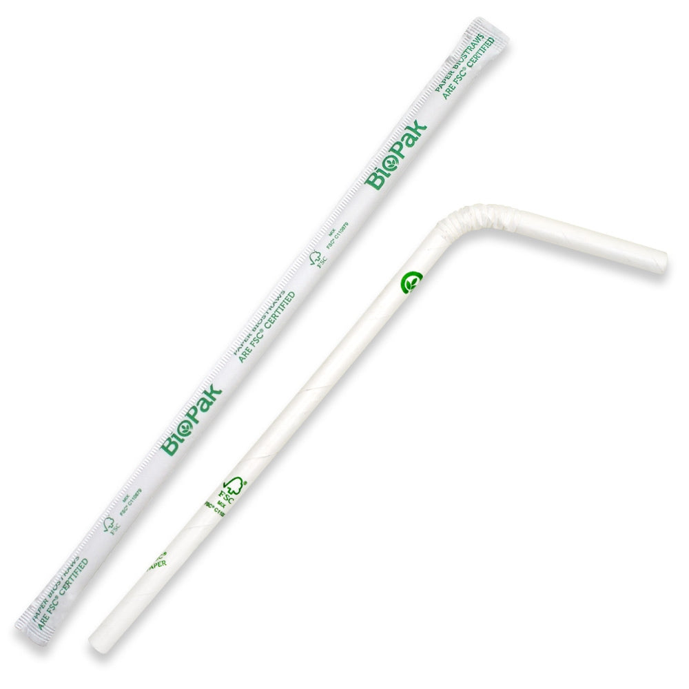 6mm Regular Bendy White BioStraw