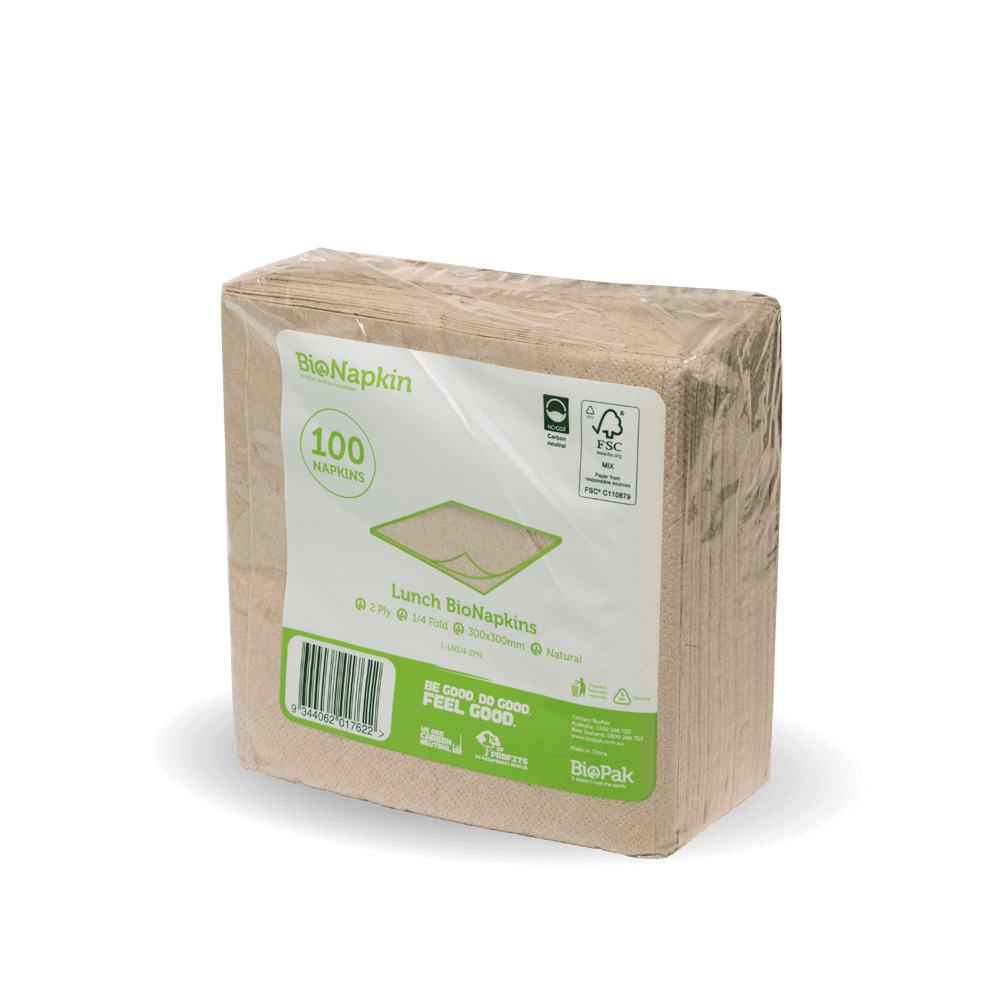 100 Pack 1/4 Fold Natural Napkin