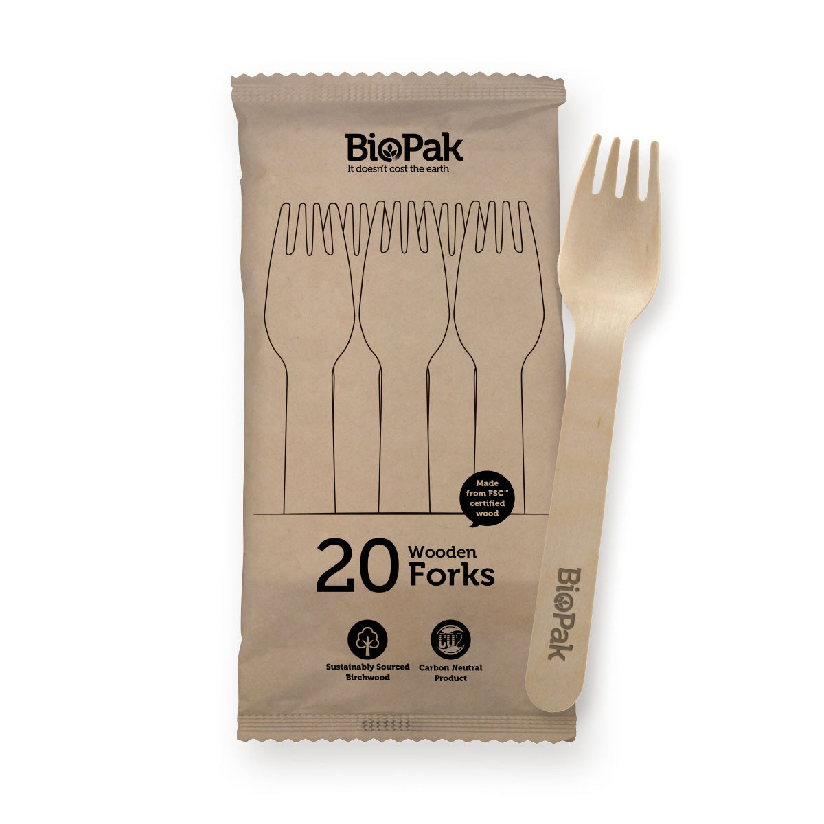 20 Pack 16cm Wooden Fork