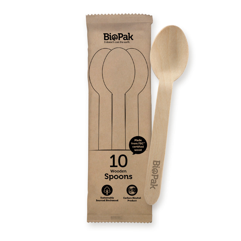 10 Pack 16cm Wooden Spoon