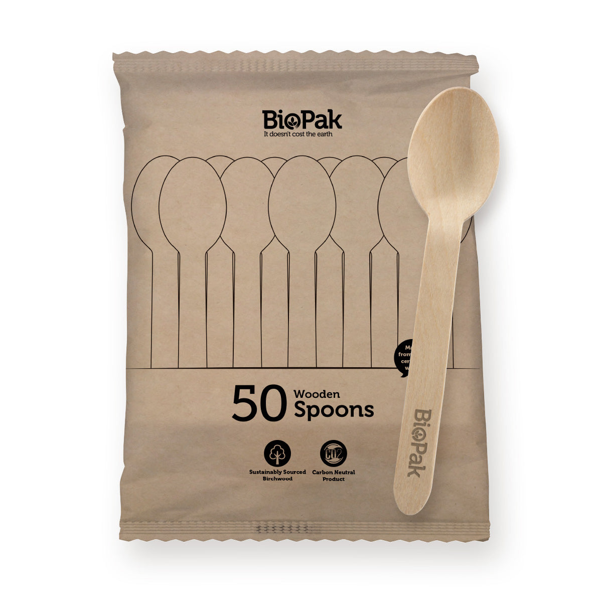 50 Pack 16cm Wooden Spoon